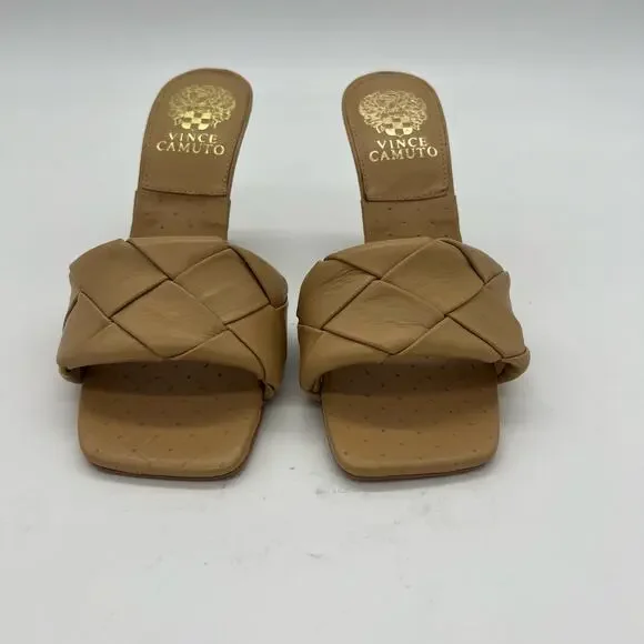 Vince Camuto Brelanie Woven Strap Mule Heels Dulce De Leche Womens Size 6 - Picture 6 of 12